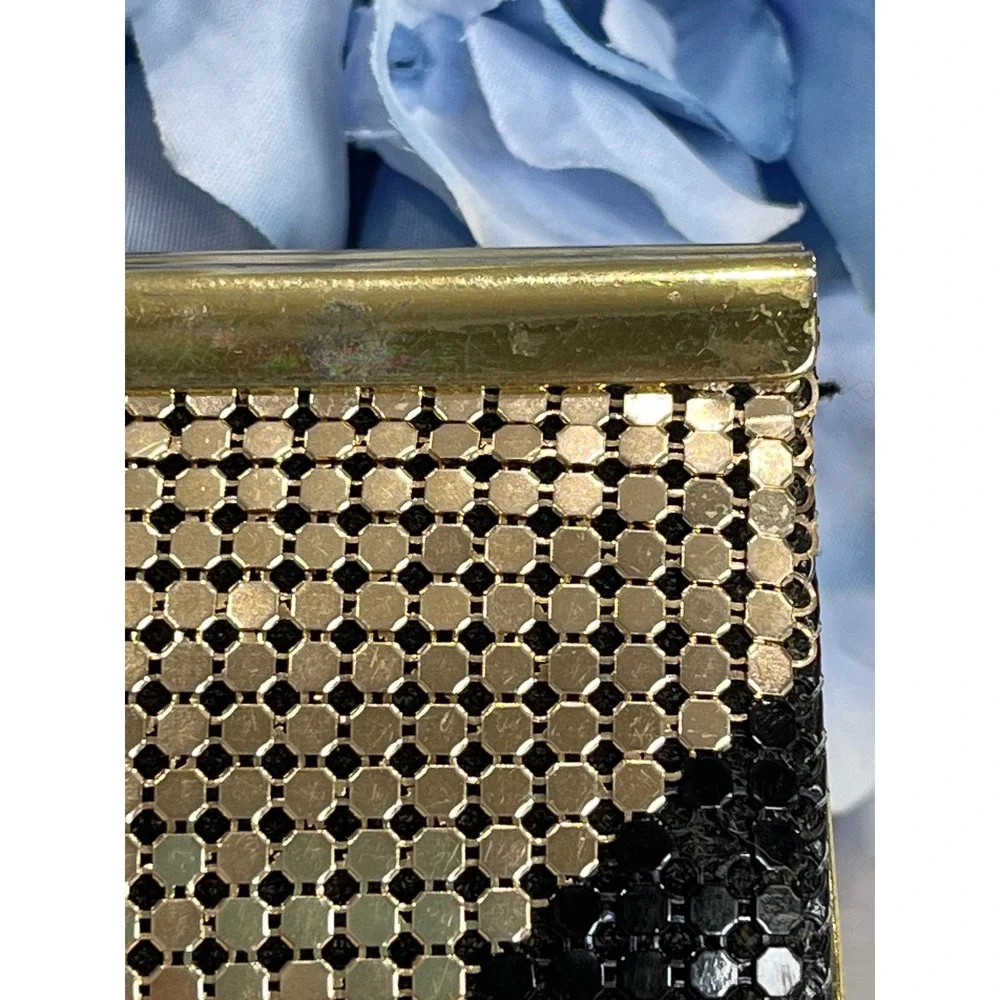 Vintage Gold Mesh Clutch Evening Bag Kiss Lock Party Purse‎ Small